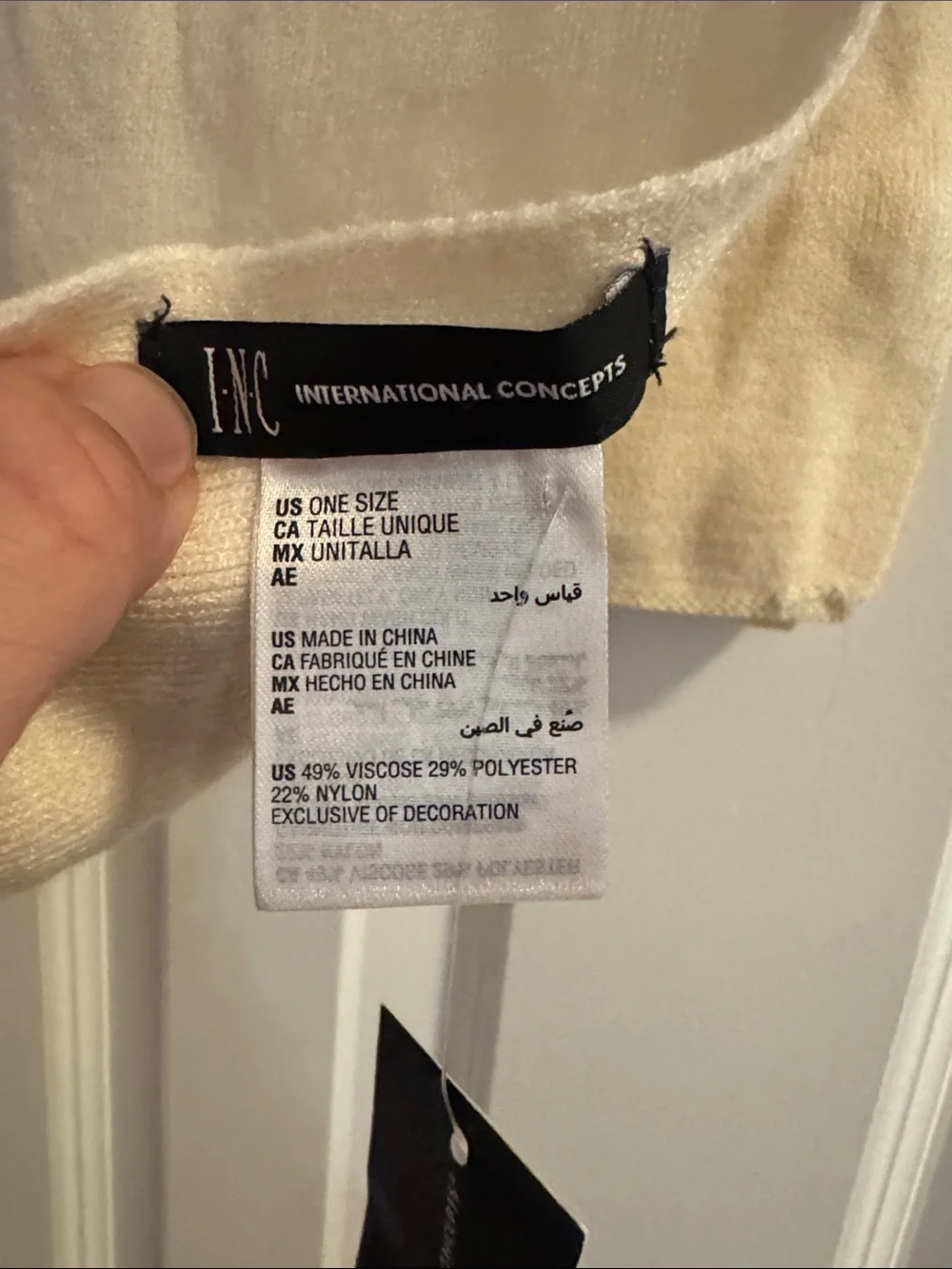 INC International Concepts Cream Embroidered Floral Scarf